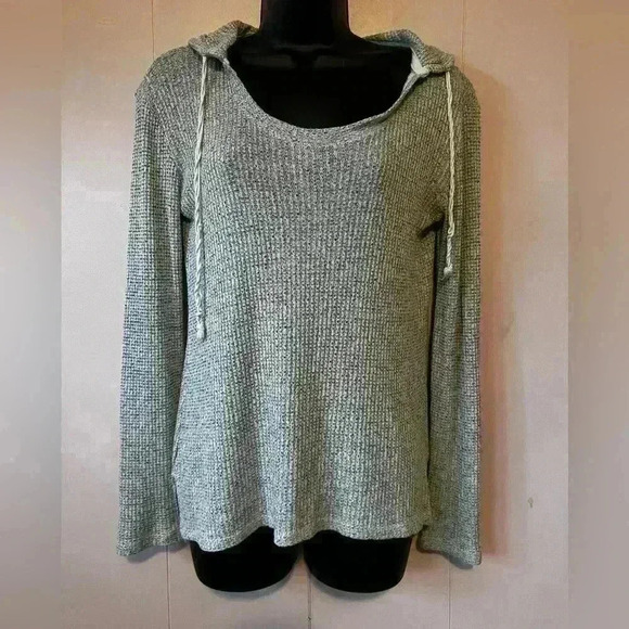 Aeropostale Tops - Aeropostale Women's Sz XS Lightweight Waffle Hooded‎ Pullover Heather Gray